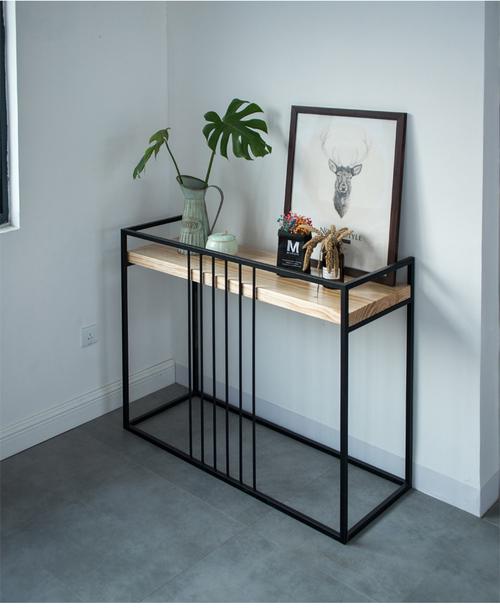 铁艺实木玄关桌 现代简约家用入户玄关桌小户型轻奢客厅靠墙案台