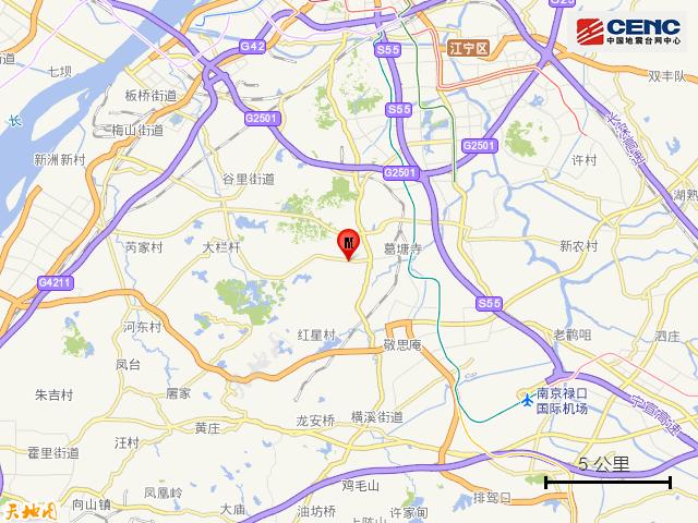 江苏南京市江宁区发生2.7级地震,震源深度12千米