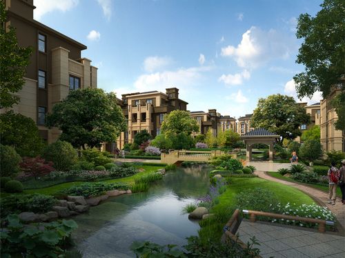 欧式小区水系景观设计效果图