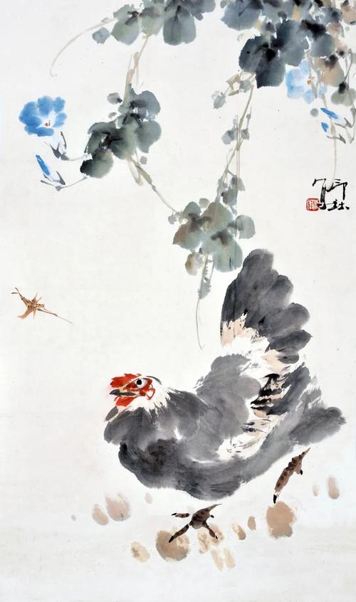 萧朗画鸡:雄鸡赳赳, 母鸡柔柔_国画艺术_零二七艺考
