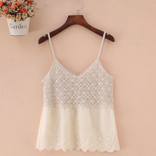 甜美波西米亚编织背心吊带夏低胸针织内搭马甲女性感