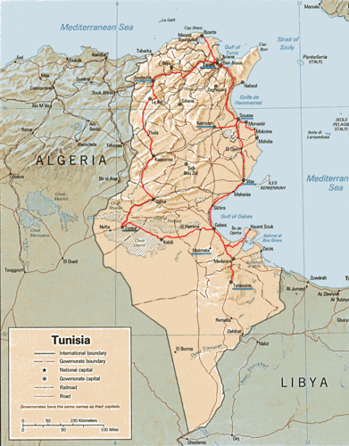 突尼斯全图英文版_突尼斯地图库_地图窝