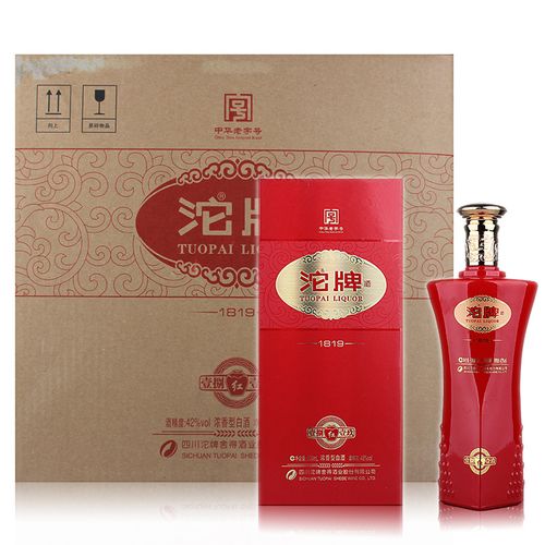 沱牌42度浓香型500ml,沱牌42度 6瓶箱装 42度沱牌1819红 浓香型白酒 500ml*6瓶 袋子齐全