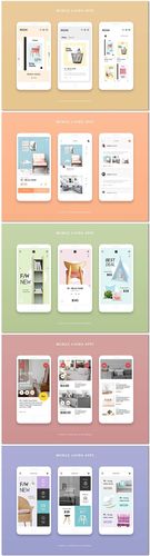 北欧极简简约家居家具儿童app移动界面设计页面网页psd模版素材