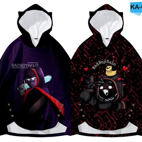 badboyhalo可爱图片,technoblade图片 卡通动漫badboyhalo欧美网红3d扎染印花周边纽扣连帽