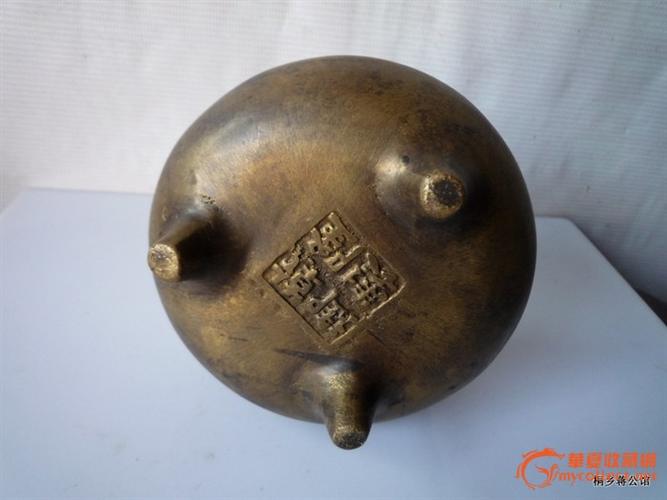 5号乾隆御制黄铜香炉三足鼎铜炉佛具铜器