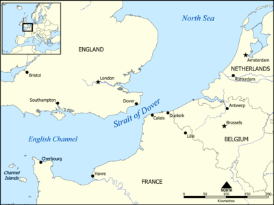 多佛尔海峡(英语: strait of dover,法语: pas-de-calais)为英伦海峡