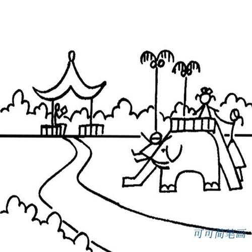 风景简笔画大全,公园风景简笔画怎么画,关于公园的简笔画画法,儿童简
