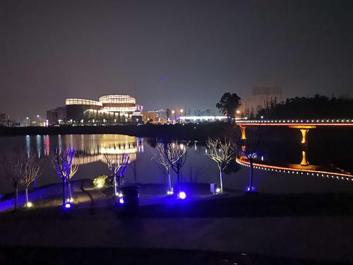 莲花湖公园的夜景很美