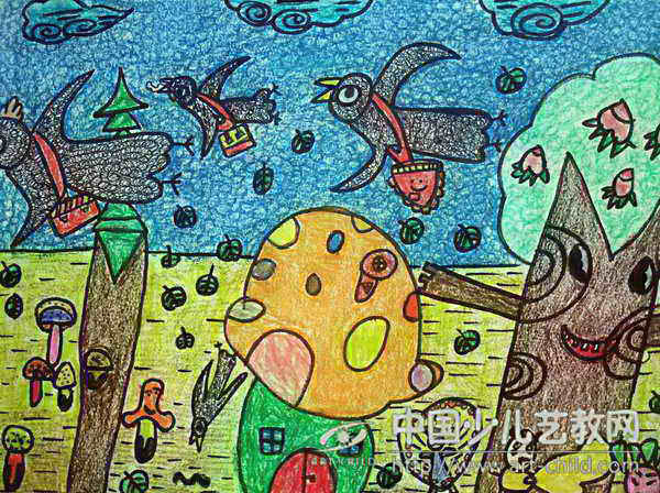 儿童画-丛林冒险记-《少儿画苑》第20届国际少儿书画大赛获奖作品