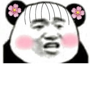 熊猫头空气刘海戴两朵小红花 - 表情包在线制作