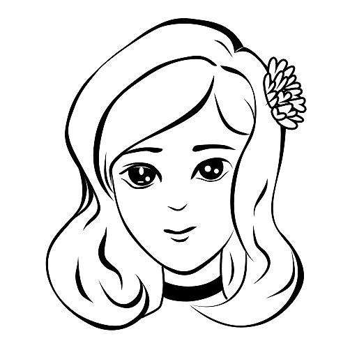黑白线条女孩头像