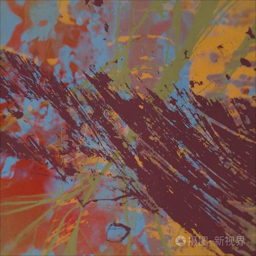 当代艺术.手工制作艺术.色彩鲜艳的质感.现代艺术品.脂肪涂料的笔触.