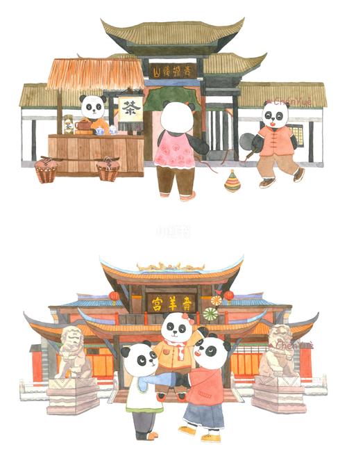 插画宽窄巷子手绘潮汕绘画文化成都好吃的插画虎年画春节绘本成都宽窄