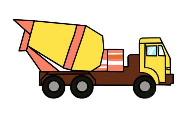 混凝土搅拌车简笔画步骤图解-儿童简笔画大全