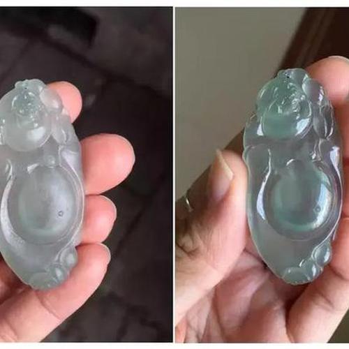 翡翠毛货抛光前后对比_翡翠抛光_翡翠毛货
