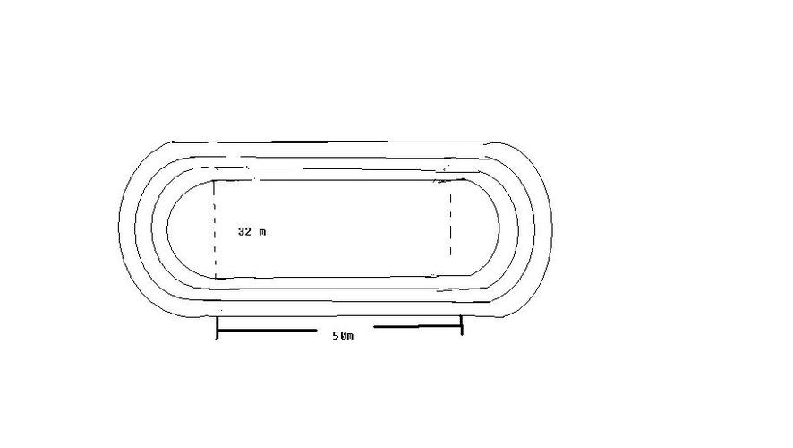 下面是聚星小学运动场平面图,每条跑道宽1米.