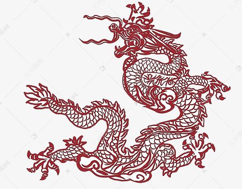 红色龙纹剪影
