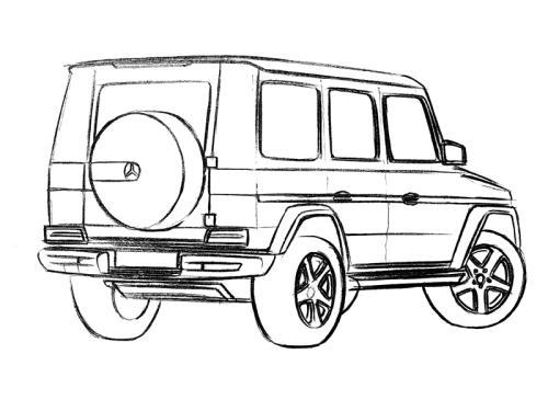 660500简笔画 设计 矢量 矢量图 手绘 素材 线稿 1280908奔驰越野车简