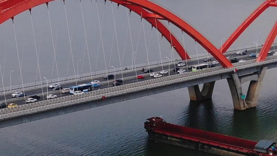 航拍湖南长沙福元路湘江大桥