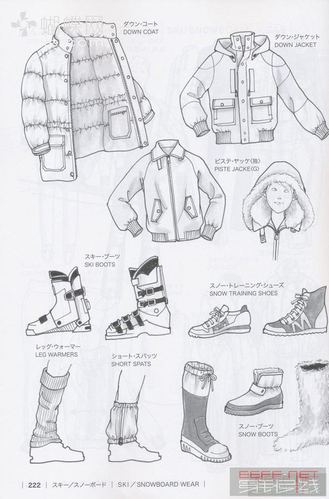 运动:滑雪服,日本手绘款式教程