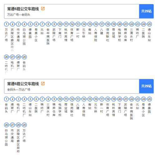 常德6路公交车路线