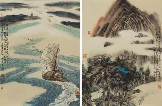王维诗意  汉江临眺  过积香寺