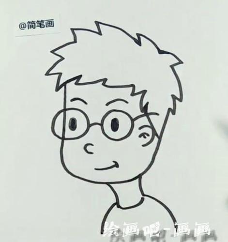 戴眼镜的小男孩简笔画 简单几笔画小男孩简笔画