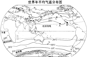 读世界等温线图,回答问题