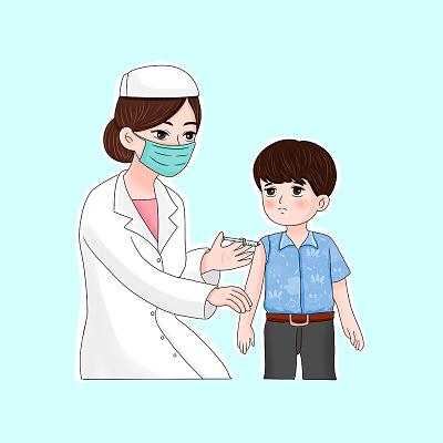 彩色卡通手绘普及新冠疫苗注射打针人物素材原创插画海报疫苗接种日