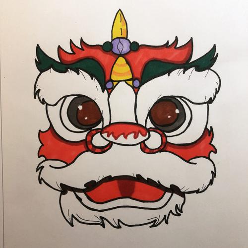 圣诞配色狮子头临摹_圣诞去哪玩_临摹_狮子头_简笔画