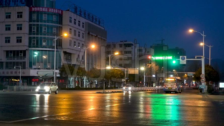 城市清晨街道十字路口夜景_1920x1080_高清视频素材