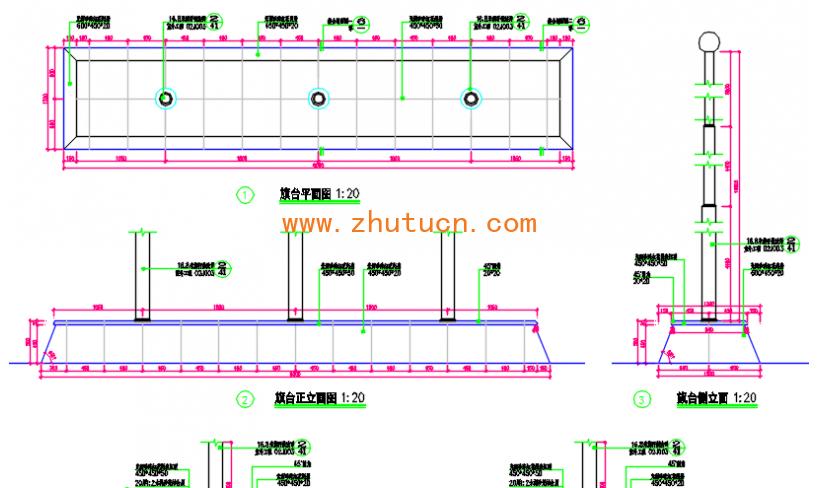 旗台旗杆cad做法详图