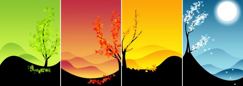 春夏秋冬主题系列贺卡 春夏秋冬贺卡