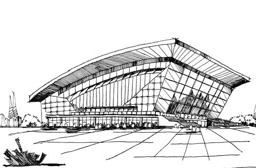 手绘建筑手绘钢笔画速写建筑房子黑白现代