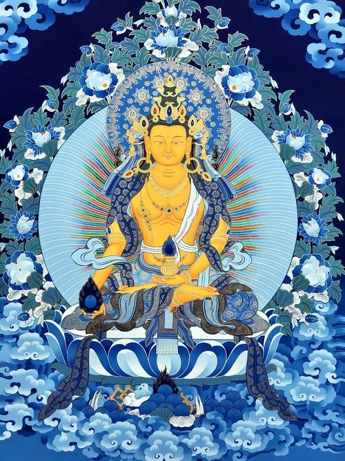 009 藏传地藏王菩萨 kumarlama 50*75cm 尼泊尔手工唐卡