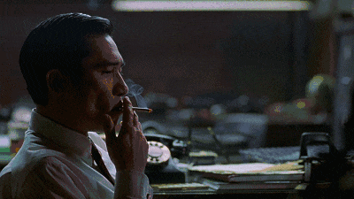 梁朝伟忧郁夜晚抽烟经典电影gif动图_动态图_表情包