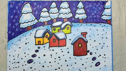 冬天下雪了儿童画
