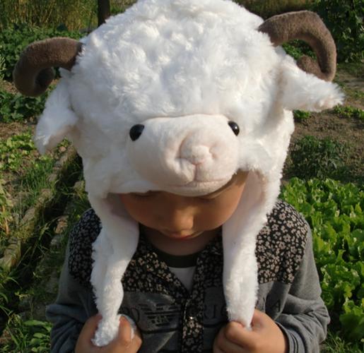 演出表演道具 白羊/粉羊毛绒卡通帽子喜洋洋帽子美羊羊帽子灰太狼