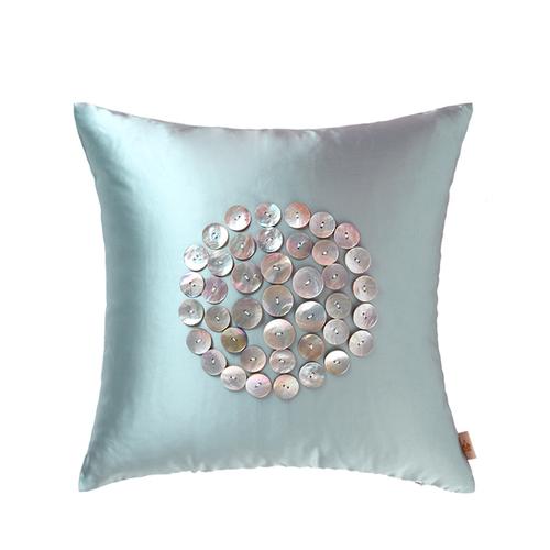 [欧思陆布艺] 沙发靠垫新中式抱枕复古典方枕蓝色圆枕奢华高档纺丝