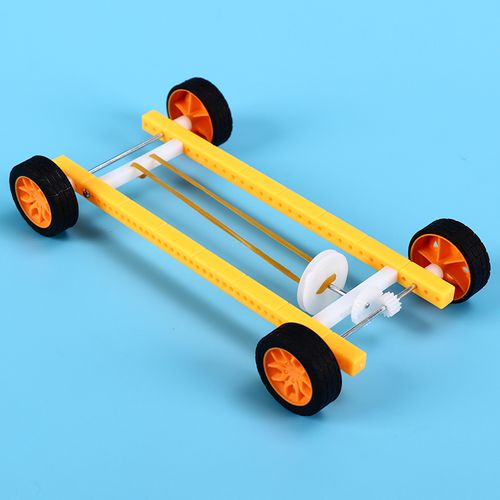 科学实验玩具橡皮筋回力动力小车模型科技制作发明