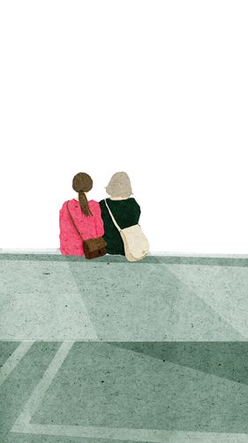 闺蜜 背影 朋友 手绘 插画 友谊