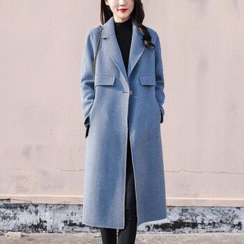 2020年流行大衣款式,2021年流行大衣款式 朵绒菲毛呢大衣女反季2020新款韩版宽松毛呢外套女中长款秋冬流行咖色