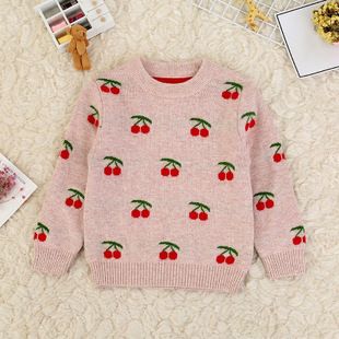 女童樱桃毛衣针织衫