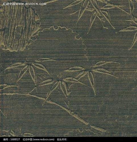 竹叶纹木版刻画图案