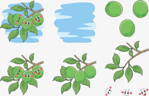 矢量树上的梅子表情