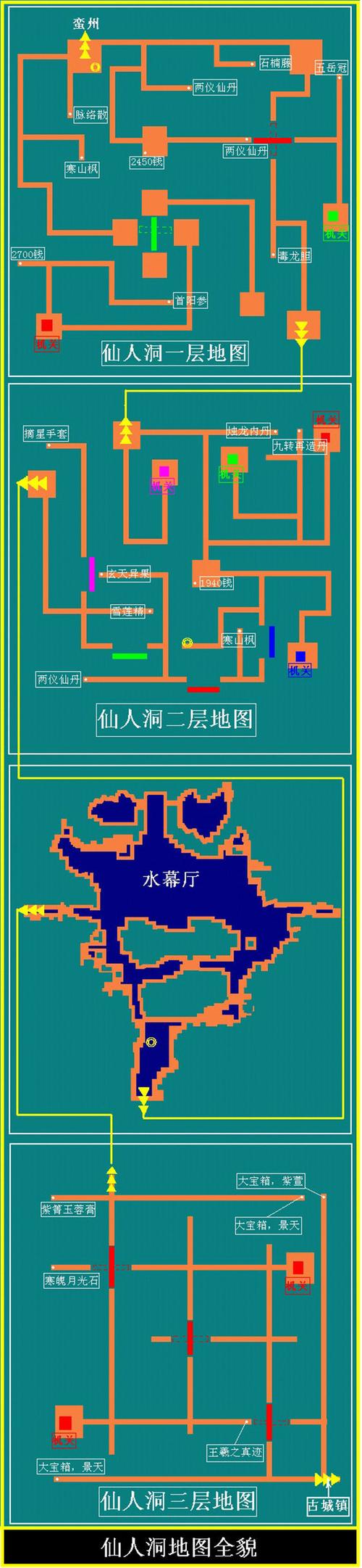 仙人洞地图该迷宫分为三层,难度并不高.