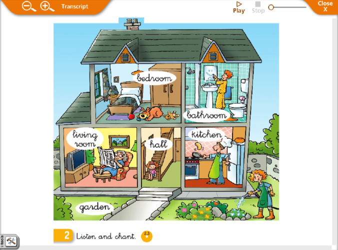 嘟嘟剑桥少儿英语1级5单元 in the house 1-3 歌谣 the room chant