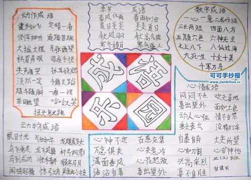 四字词语的手抄报 手抄报图片素材