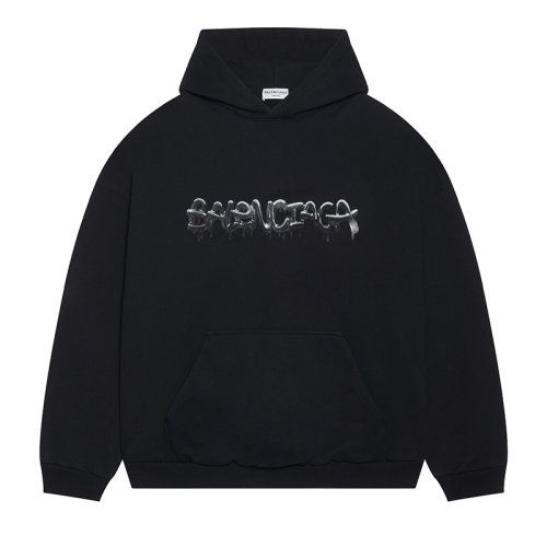 BALENCIAGA卫衣,巴黎世家卫衣真假细节 【包税】balenciaga/巴黎世家 21年秋冬新款 男士黑色棉质加厚抓绒